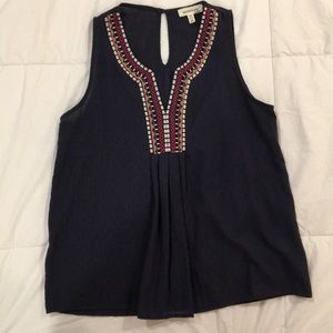Navy Aztec embroidered tank